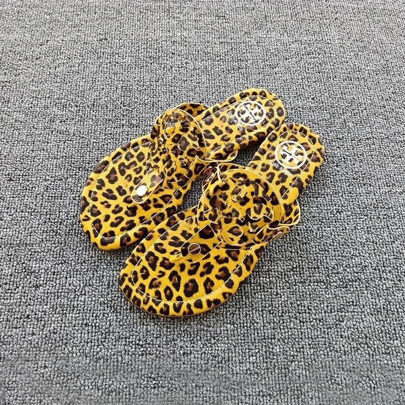 Yellow leopard print TB leather